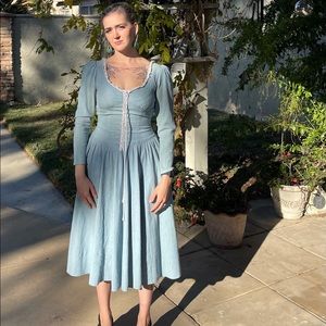 Gunne Sax Dress Vintage Blue 1970s 1980s